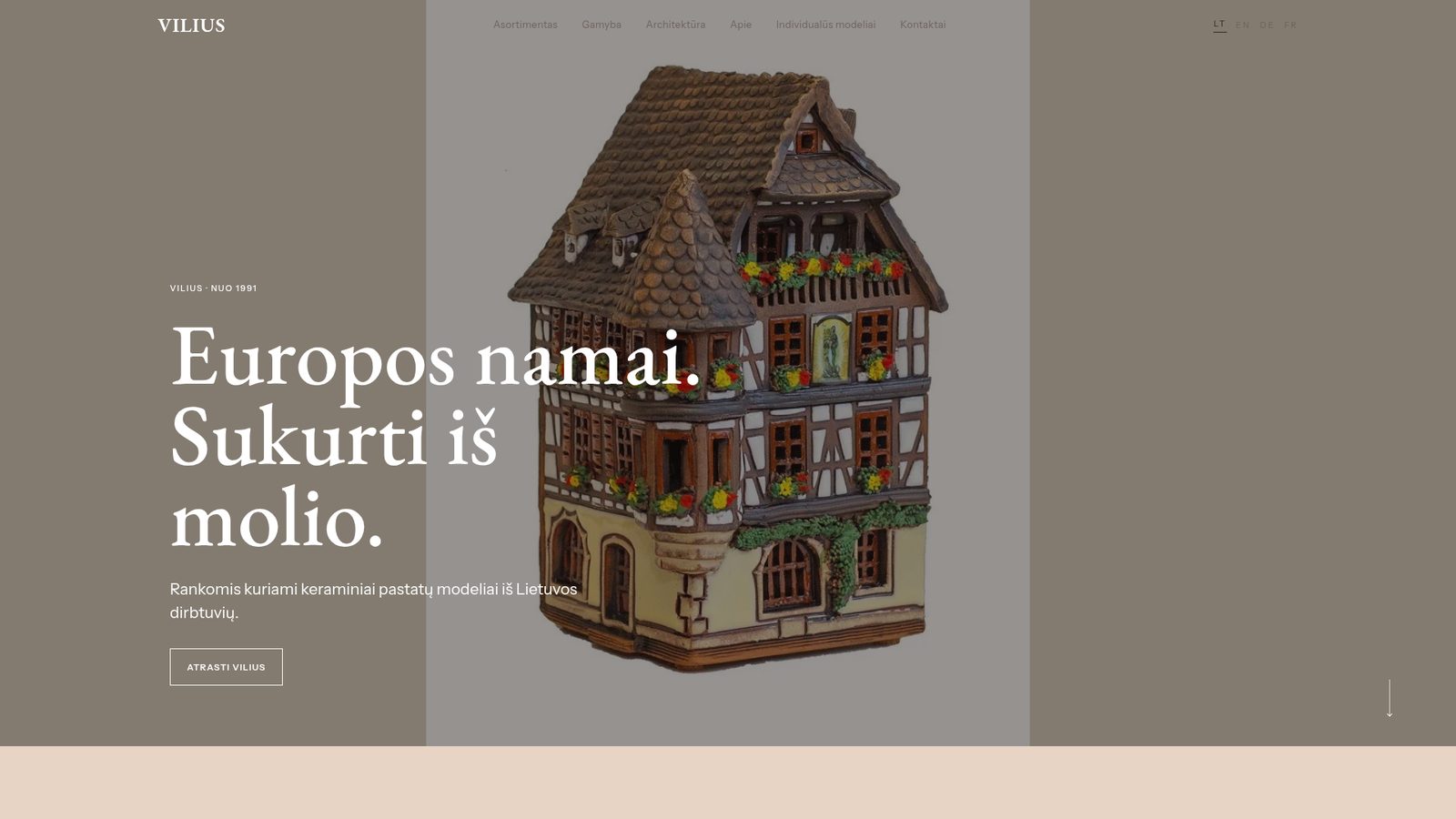 Screenshot of the VILIUS ceramics studio website in development